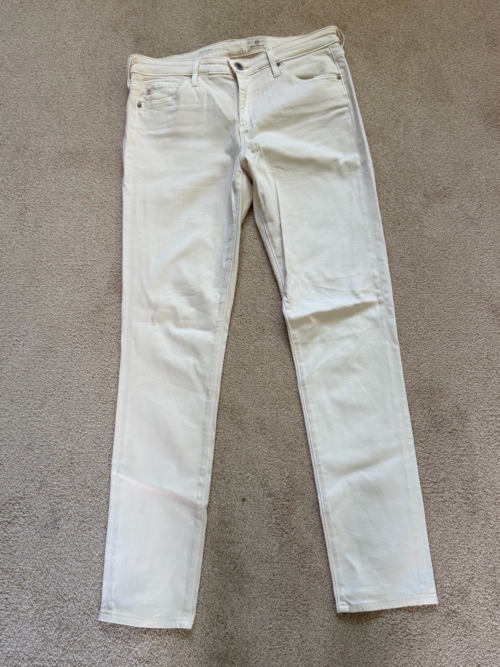 AG Prima Mid-Rise Slim Light Cream Jeans